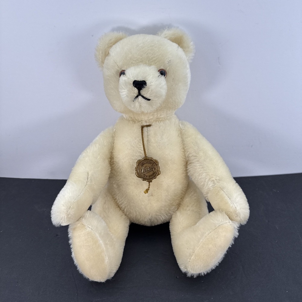 Hermann Original Teddy White Bear Mohair Jointed WestGermany 16" Growler usedVG+